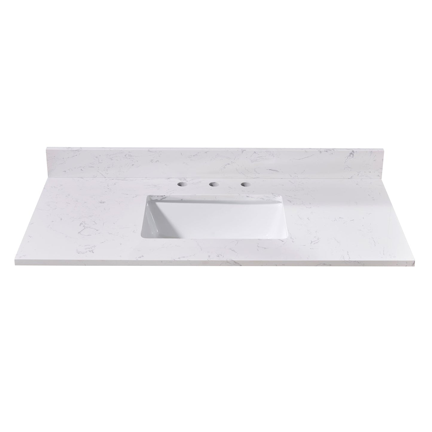 43"  Composite Stone Vanity Top in Aosta White with White Sink