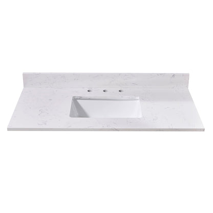 43"  Composite Stone Vanity Top in Aosta White with White Sink