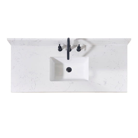 49"  Composite Stone Vanity Top in Aosta White with White Sink