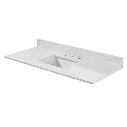 49"  Composite Stone Vanity Top in Aosta White with White Sink