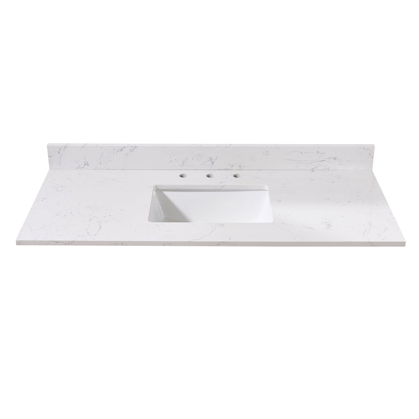 49"  Composite Stone Vanity Top in Aosta White with White Sink
