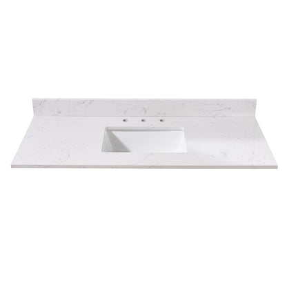 49"  Composite Stone Vanity Top in Aosta White with White Sink