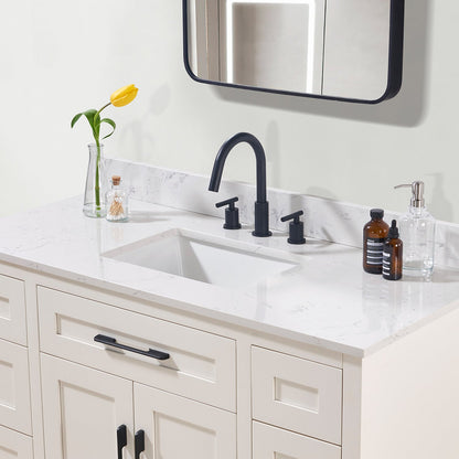 49"  Composite Stone Vanity Top in Aosta White with White Sink