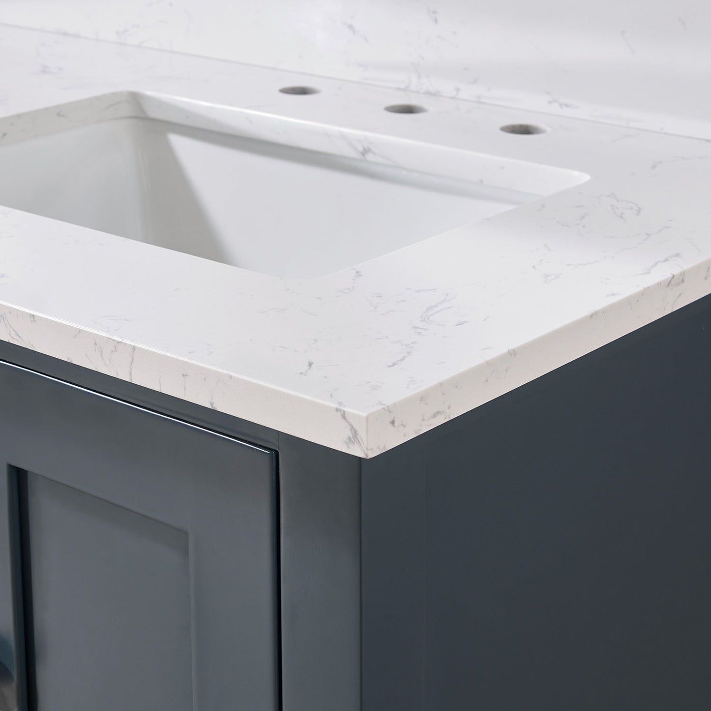 61"  Composite Stone Vanity Top in Aosta White with Double White Sink