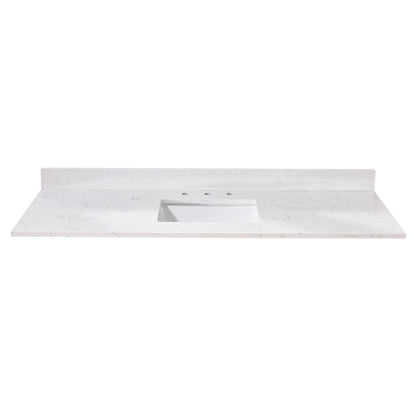 61"  Composite Stone Vanity Top in Aosta White with Single White Sink