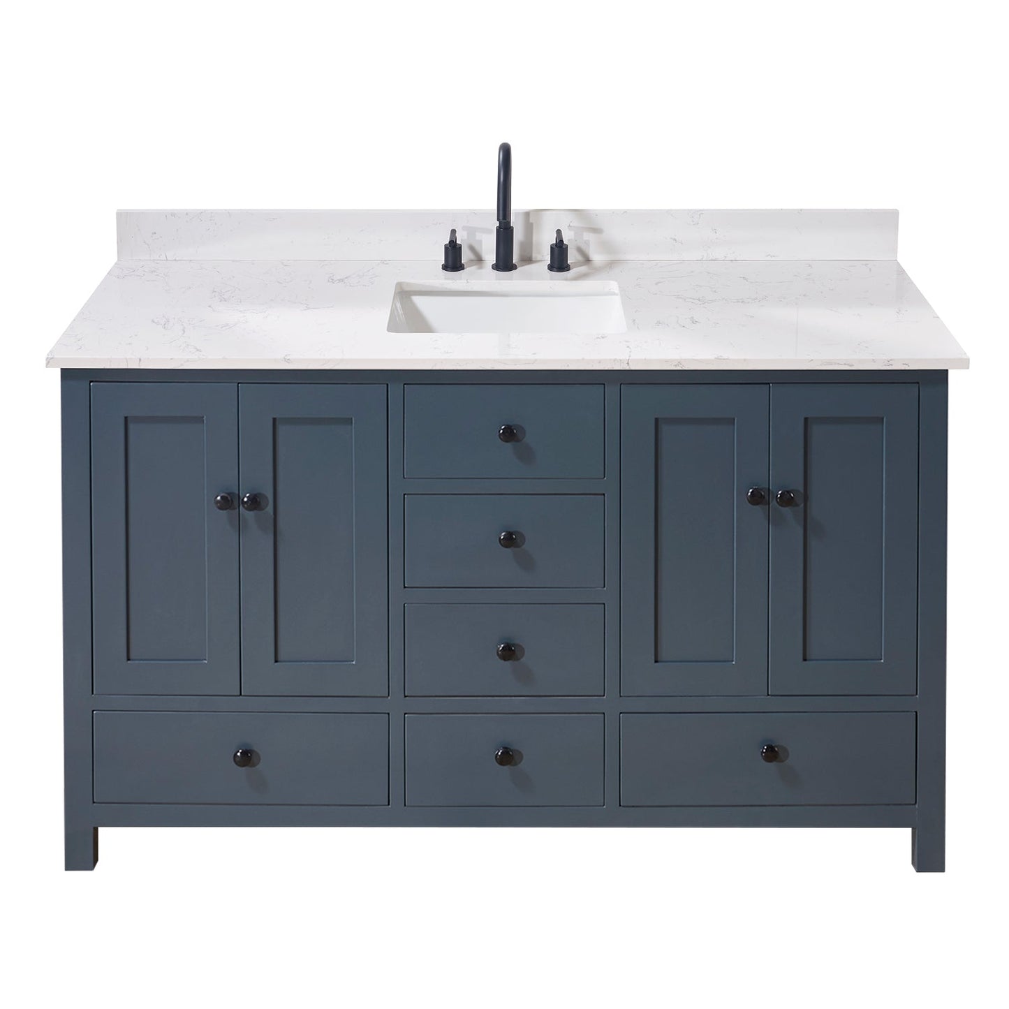 61"  Composite Stone Vanity Top in Aosta White with Single White Sink