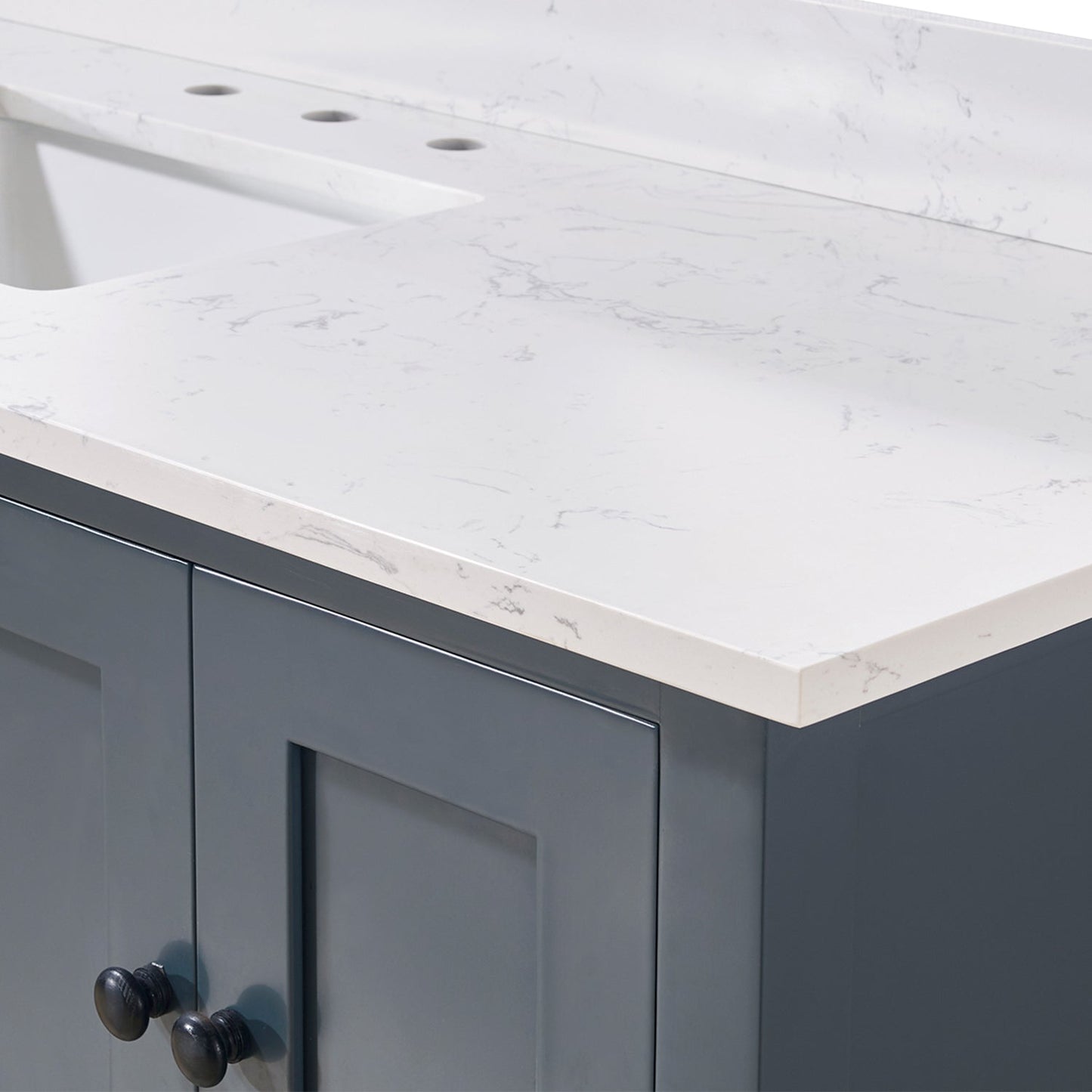61"  Composite Stone Vanity Top in Aosta White with Single White Sink