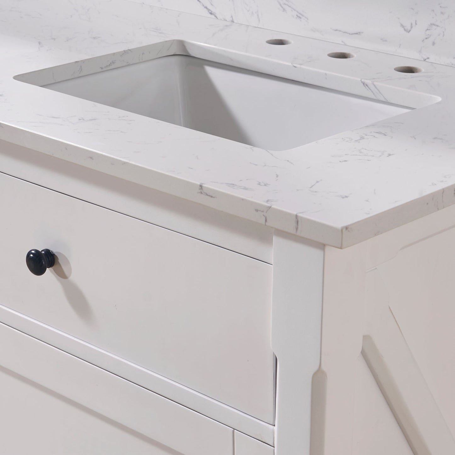 73"  Composite Stone Vanity Top in Aosta White with White Sink