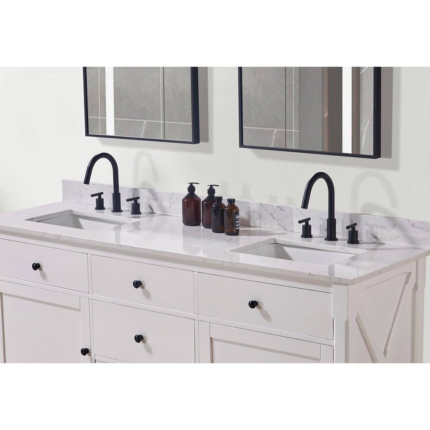 73"  Composite Stone Vanity Top in Aosta White with White Sink