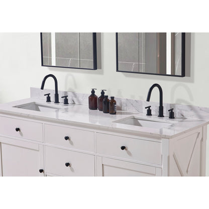 73"  Composite Stone Vanity Top in Aosta White with White Sink