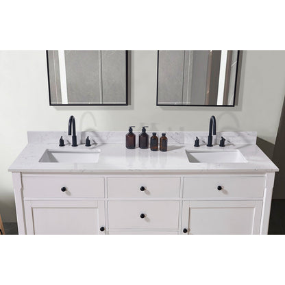 73"  Composite Stone Vanity Top in Aosta White with White Sink