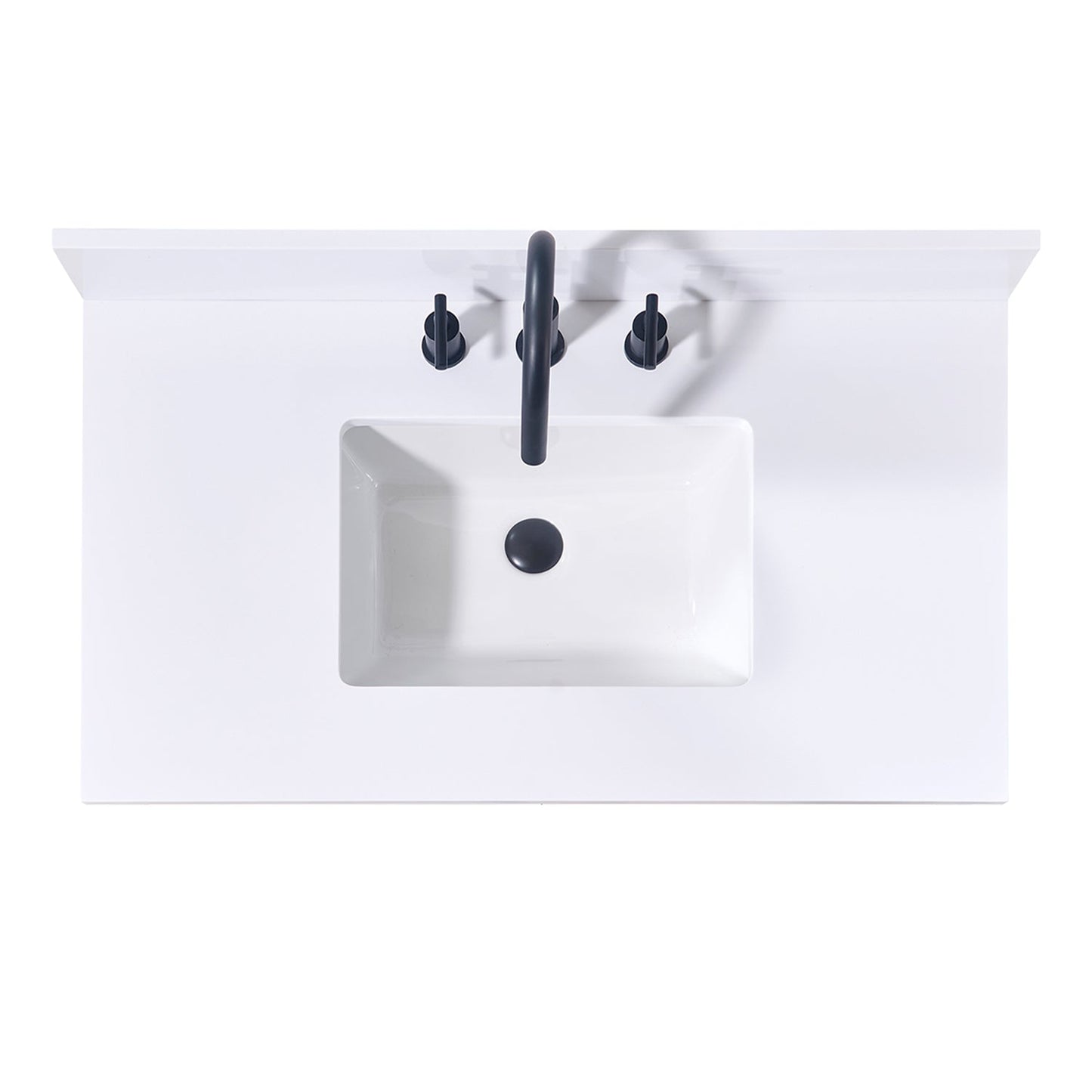 37"  Composite Stone Vanity Top in Snow White with White Sink