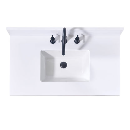 37"  Composite Stone Vanity Top in Snow White with White Sink