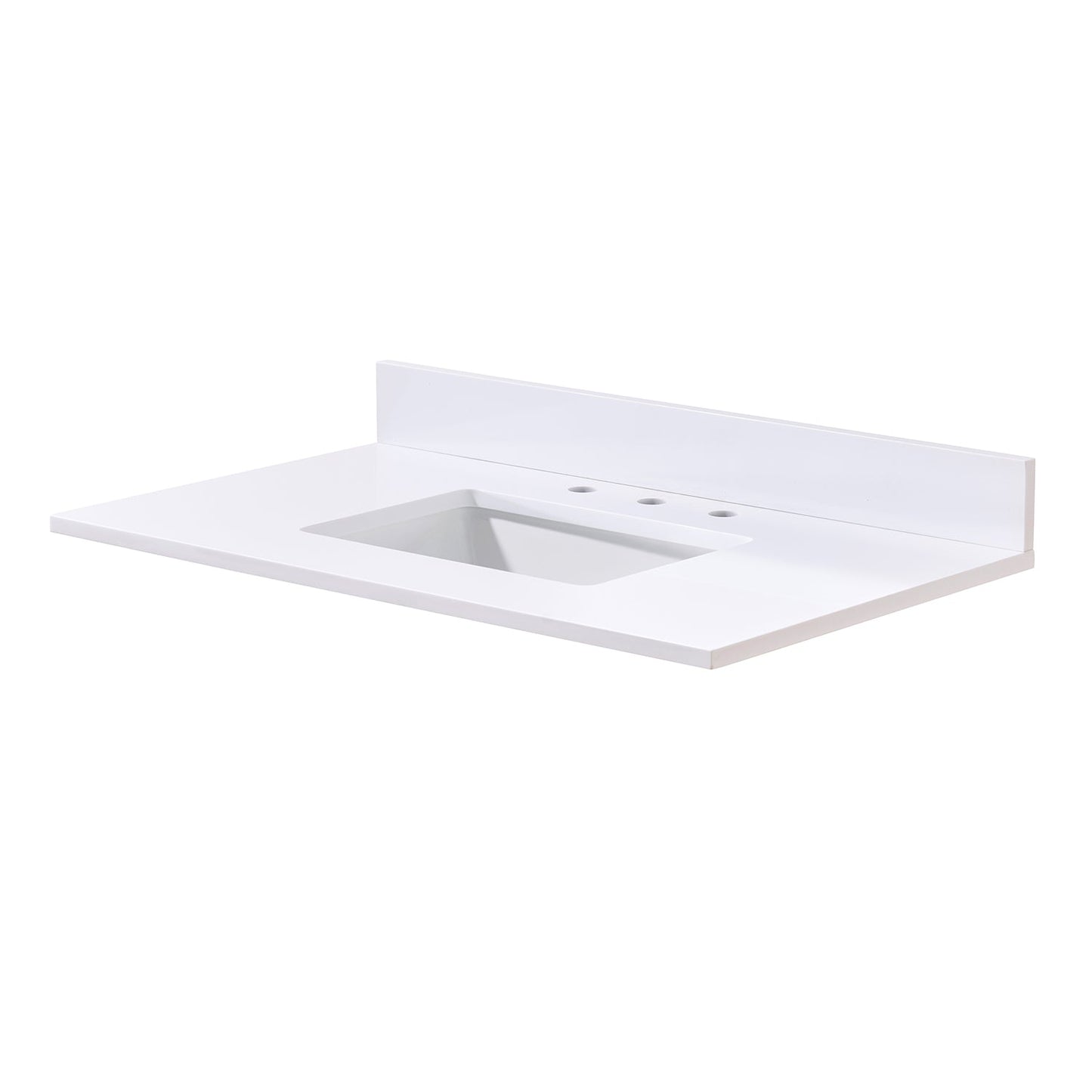37"  Composite Stone Vanity Top in Snow White with White Sink