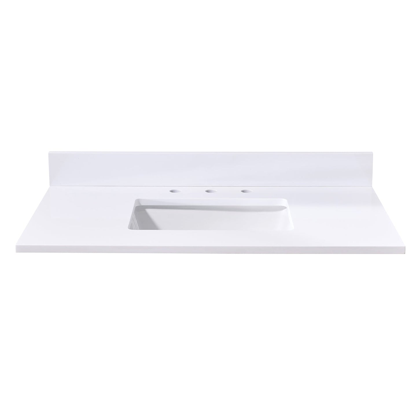 37"  Composite Stone Vanity Top in Snow White with White Sink