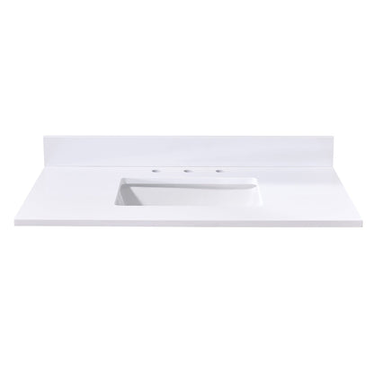 37"  Composite Stone Vanity Top in Snow White with White Sink