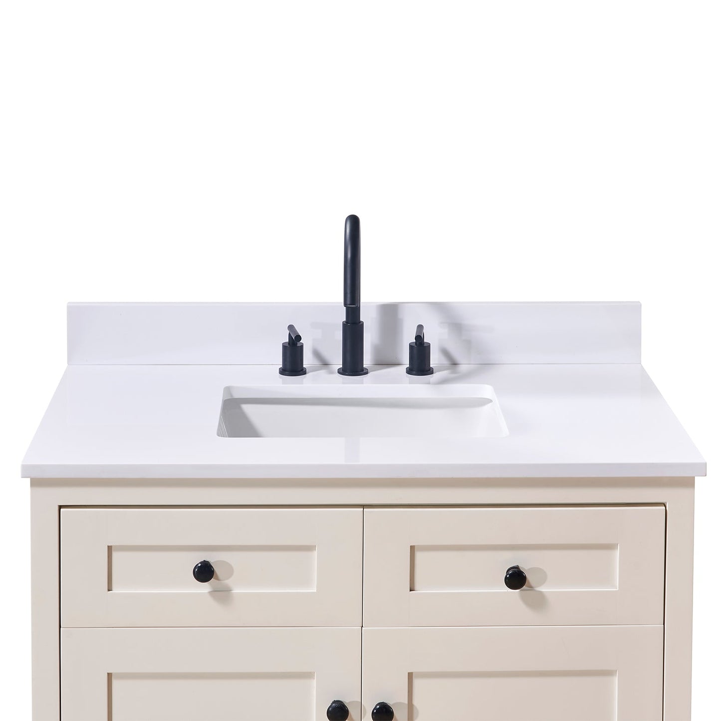 37"  Composite Stone Vanity Top in Snow White with White Sink