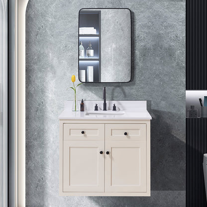 37"  Composite Stone Vanity Top in Snow White with White Sink