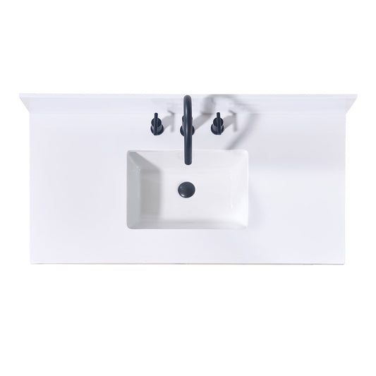 43"  Composite Stone Vanity Top in Snow White with White Sink