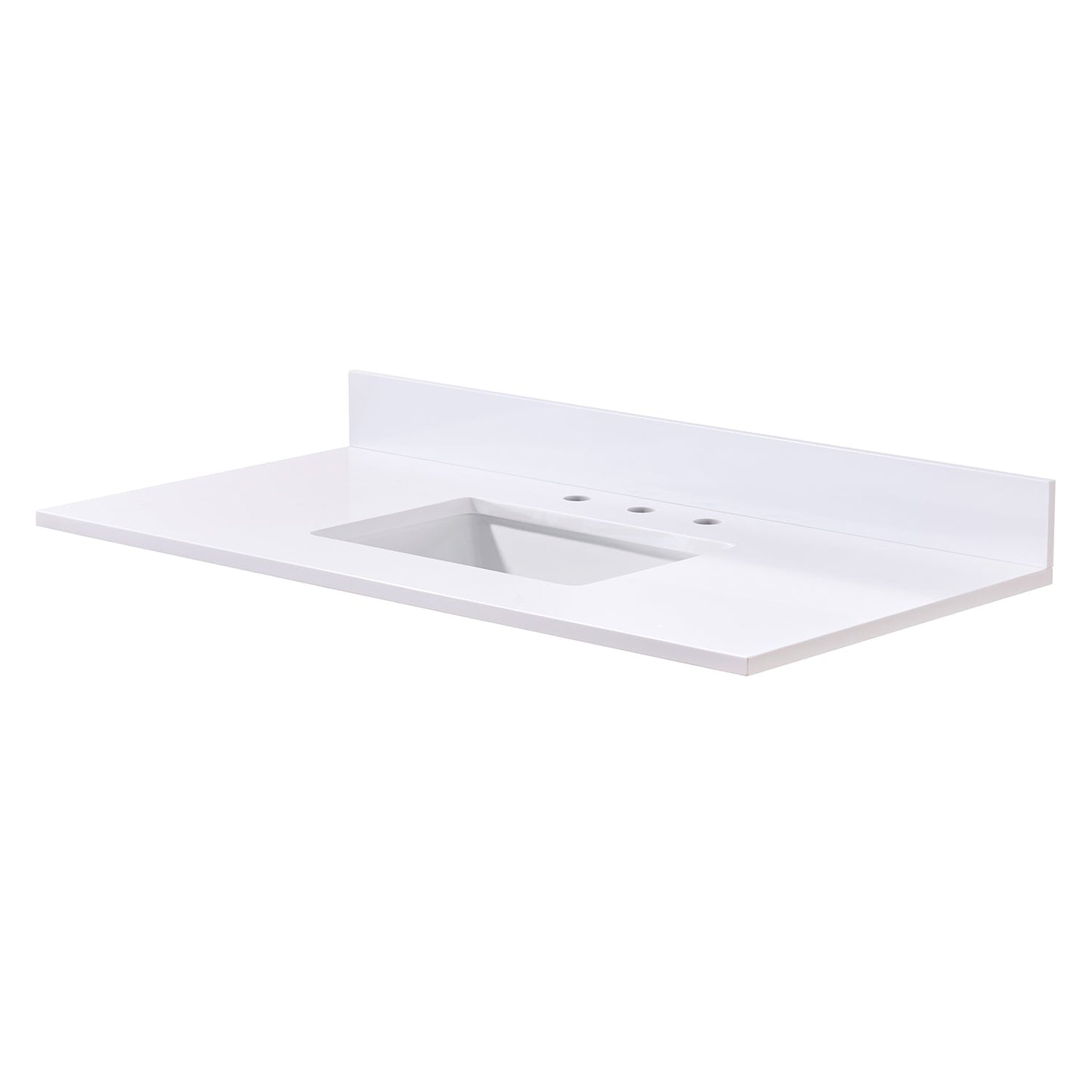 43"  Composite Stone Vanity Top in Snow White with White Sink