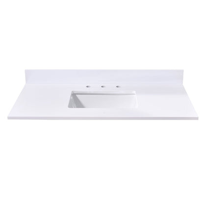 43"  Composite Stone Vanity Top in Snow White with White Sink