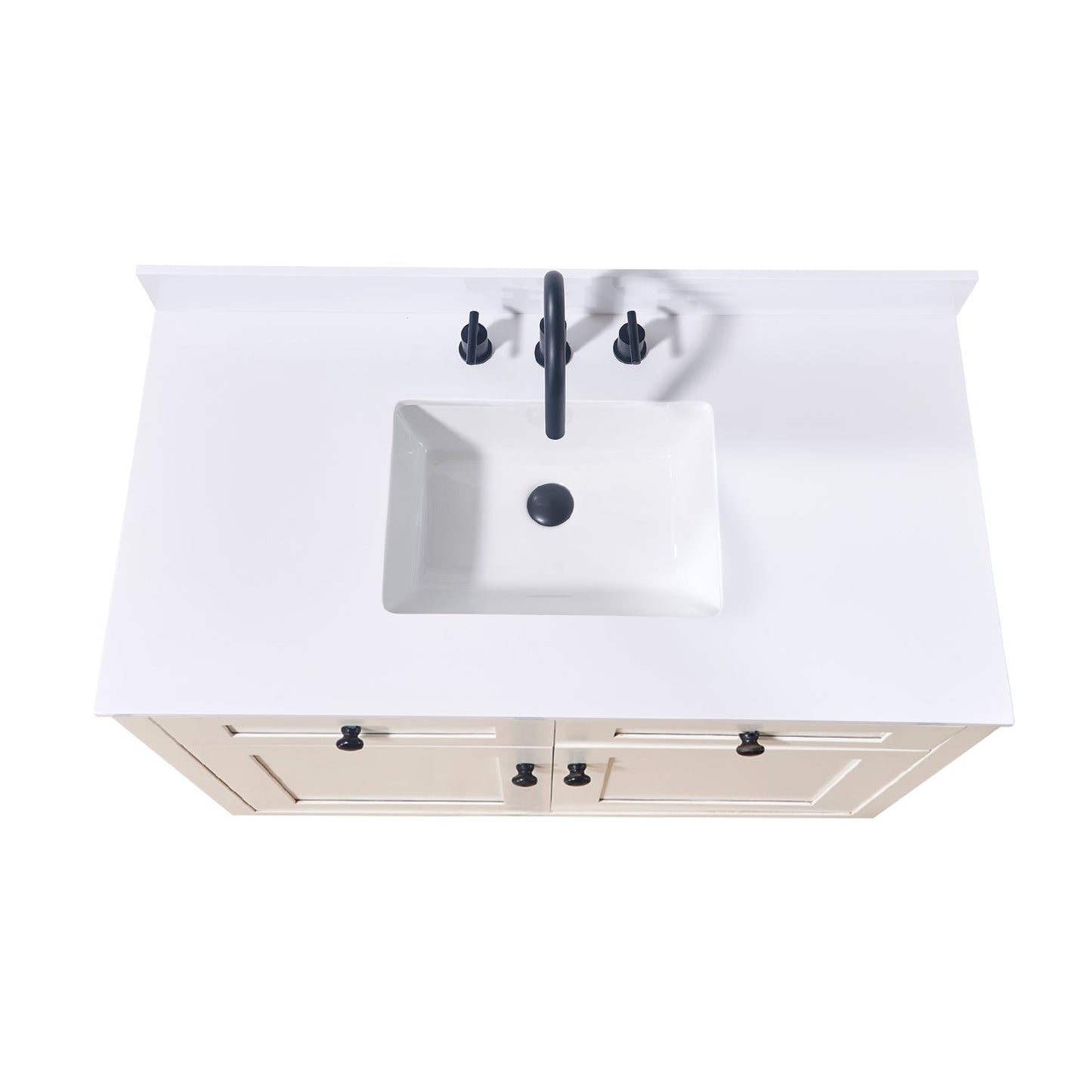43"  Composite Stone Vanity Top in Snow White with White Sink