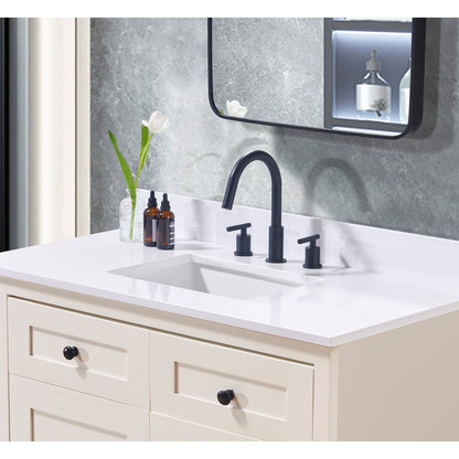 43"  Composite Stone Vanity Top in Snow White with White Sink