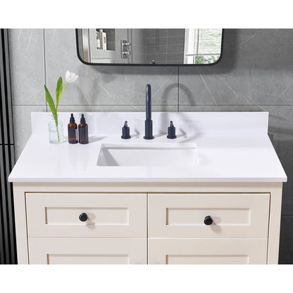 43"  Composite Stone Vanity Top in Snow White with White Sink