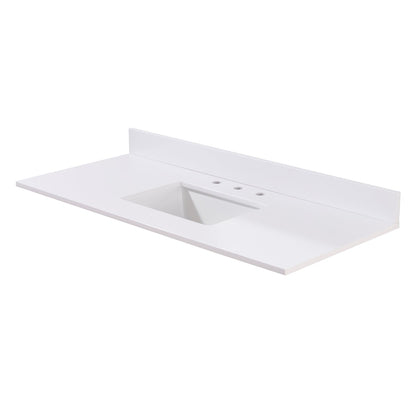 49"  Composite Stone Vanity Top in Snow White with White Sink