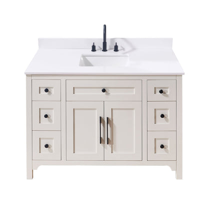 49"  Composite Stone Vanity Top in Snow White with White Sink