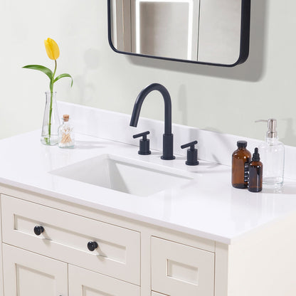 49"  Composite Stone Vanity Top in Snow White with White Sink