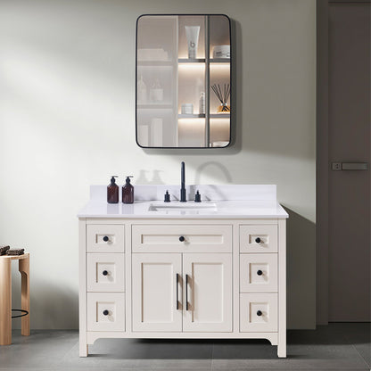 49"  Composite Stone Vanity Top in Snow White with White Sink