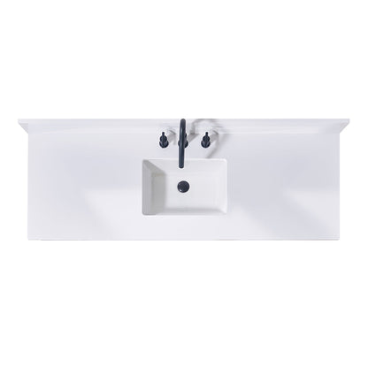 61"  Composite Stone Vanity Top in Snow White with Single White Sink