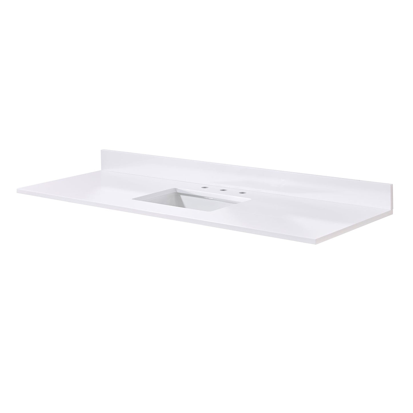 61"  Composite Stone Vanity Top in Snow White with Single White Sink
