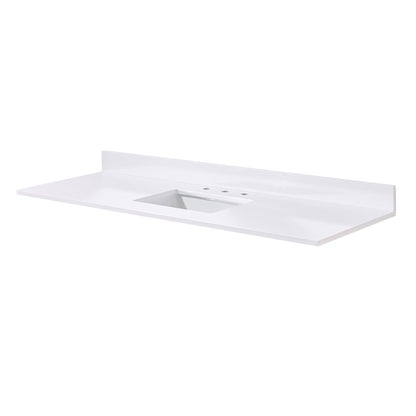 61"  Composite Stone Vanity Top in Snow White with Single White Sink