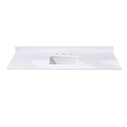 61"  Composite Stone Vanity Top in Snow White with Single White Sink