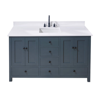 61"  Composite Stone Vanity Top in Snow White with Single White Sink
