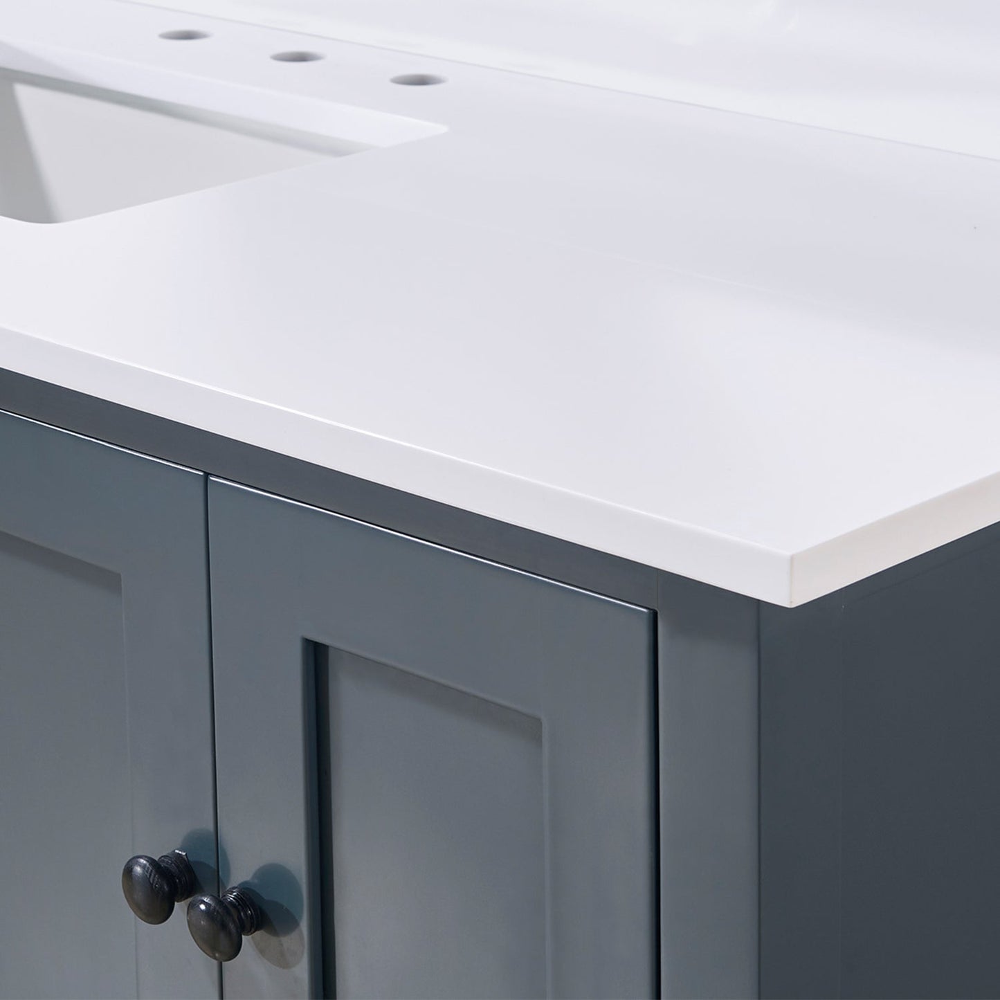 61"  Composite Stone Vanity Top in Snow White with Single White Sink
