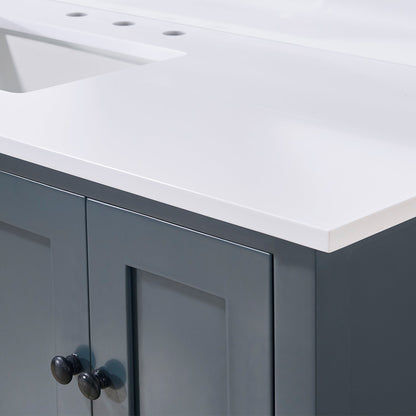 61"  Composite Stone Vanity Top in Snow White with Single White Sink