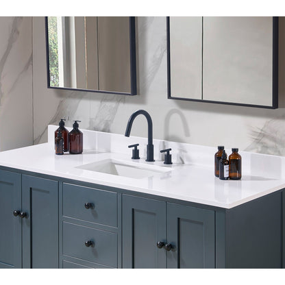 61"  Composite Stone Vanity Top in Snow White with Single White Sink