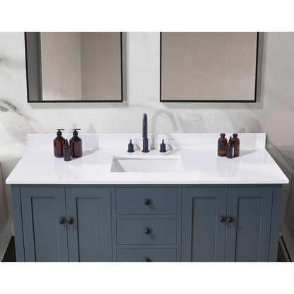 61"  Composite Stone Vanity Top in Snow White with Single White Sink