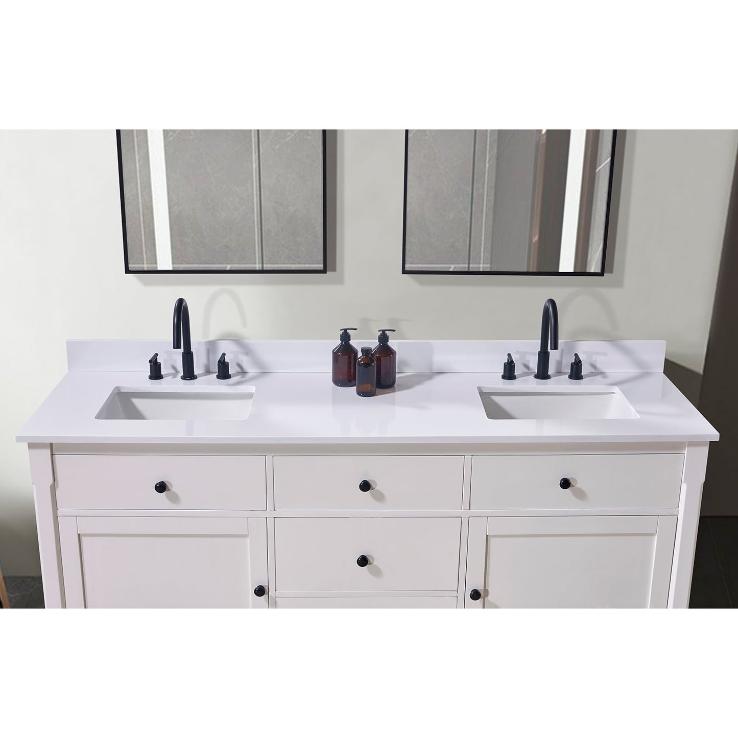 73"  Composite Stone Vanity Top in Snow White with White Sink