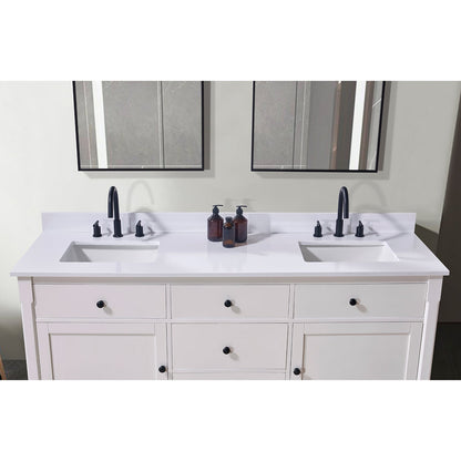 73"  Composite Stone Vanity Top in Snow White with White Sink
