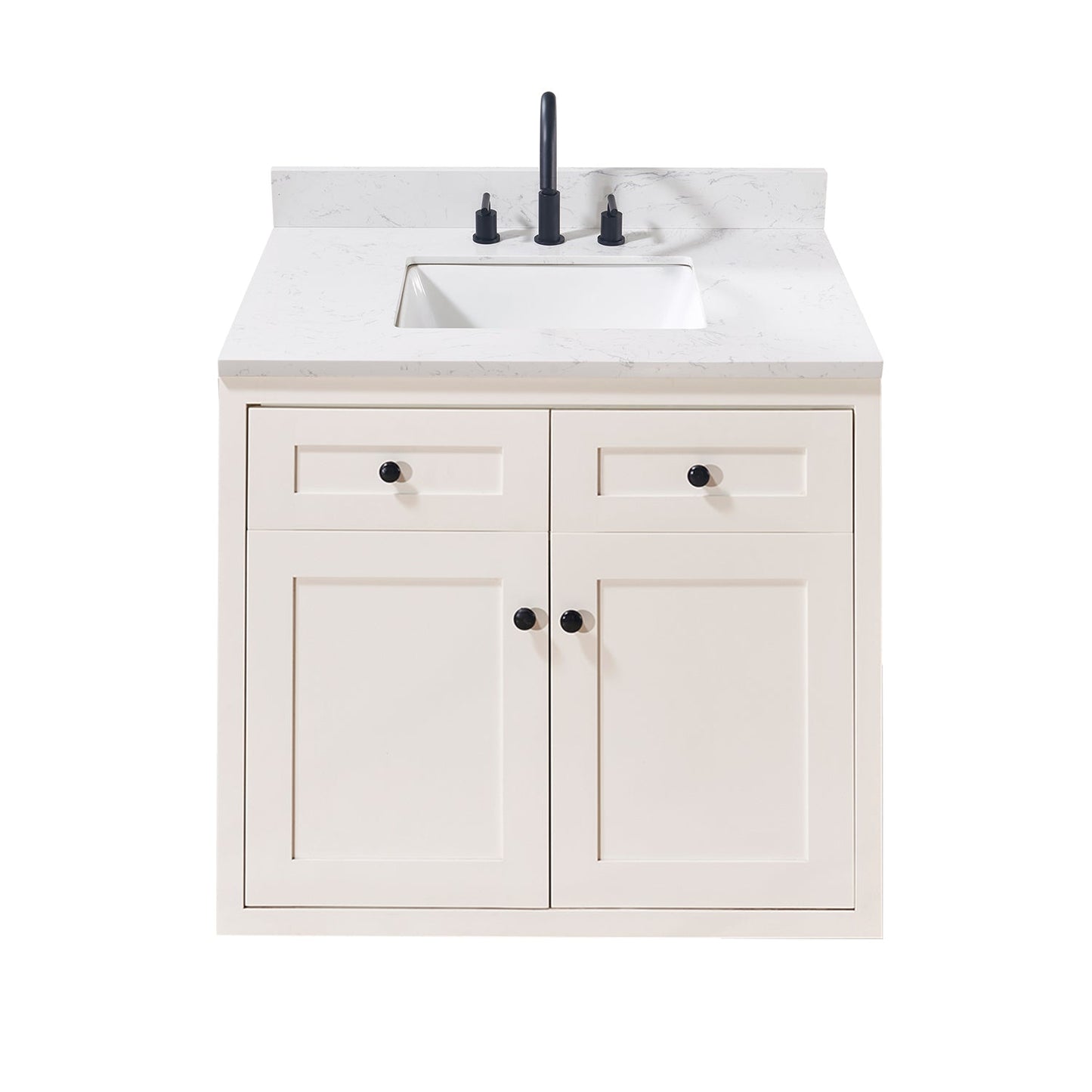 37"  Composite Stone Vanity Top in Aosta White with White Sink
