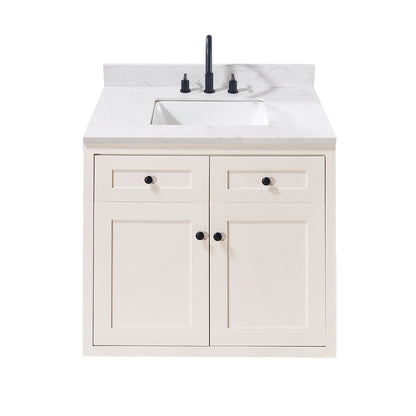 37"  Composite Stone Vanity Top in Aosta White with White Sink
