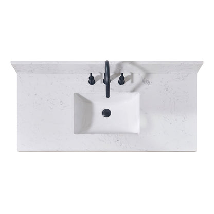 49"  Composite Stone Vanity Top in Aosta White with White Sink