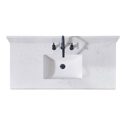 49"  Composite Stone Vanity Top in Aosta White with White Sink