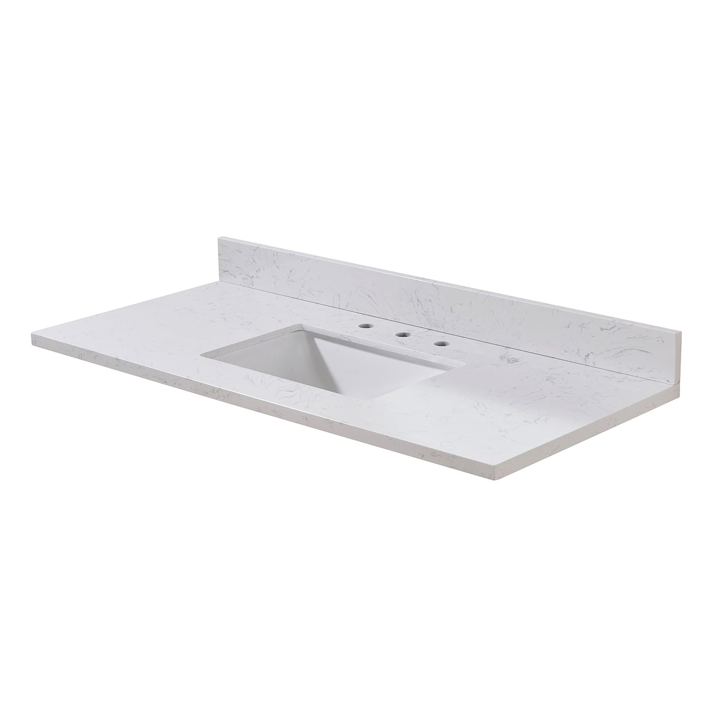49"  Composite Stone Vanity Top in Aosta White with White Sink