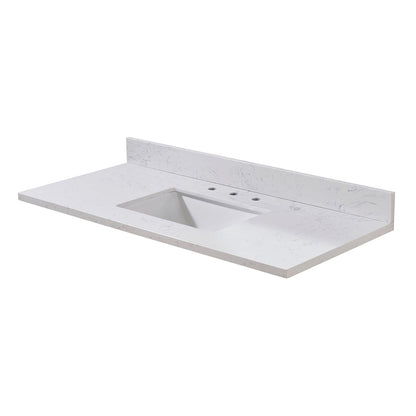 49"  Composite Stone Vanity Top in Aosta White with White Sink