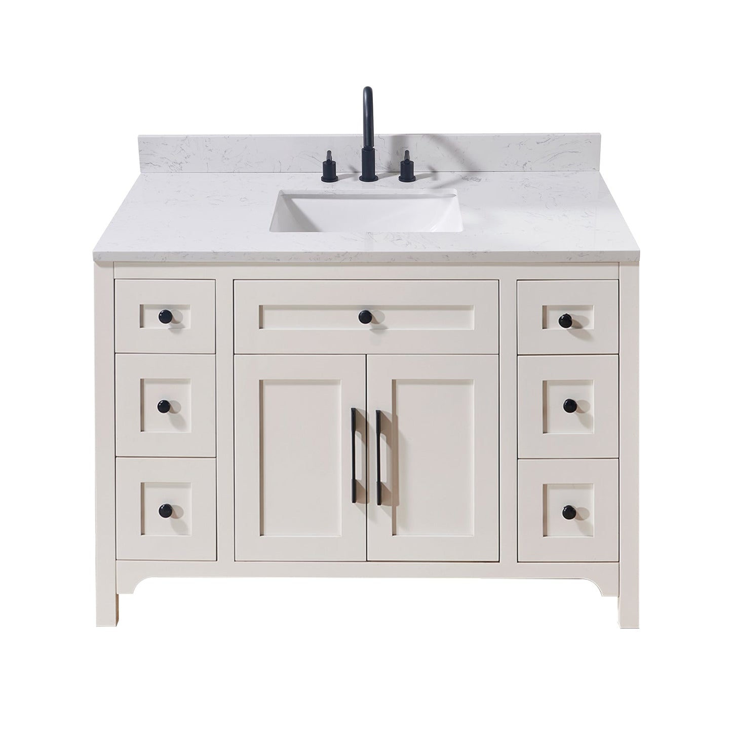 49"  Composite Stone Vanity Top in Aosta White with White Sink